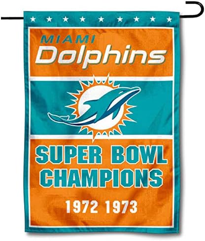 Miami Dolphins 2 Time Super Bowl Champions Double Sided Garden Flag