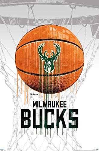 Trends International NBA Milwaukee Bucks - Drip Ball 20 Wall Poster, 22.375" x 34", Unframed Version