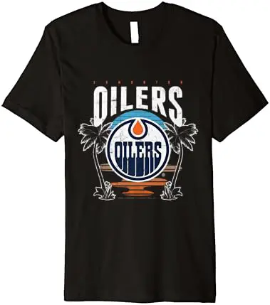 Calhoun NHL Surf & Skate Edmonton Oilers Beach Sunset Premium T-Shirt