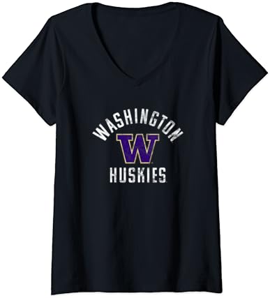 Womens University of Washington Huskies Large V-Neck T-Shirt
