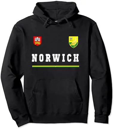 Norwich Sports/Soccer Jersey Tee Flag Football Pullover Hoodie
