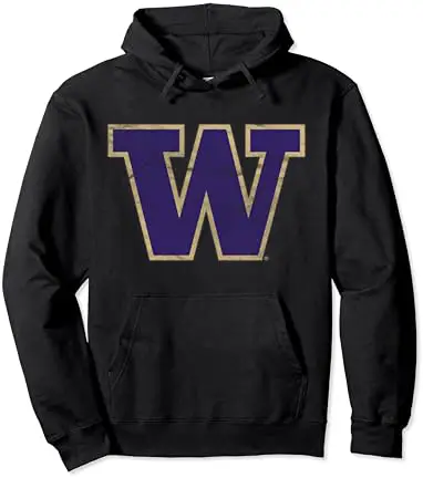 University of Washington Huskies Distressed Primary Logo Pullover Hoodie