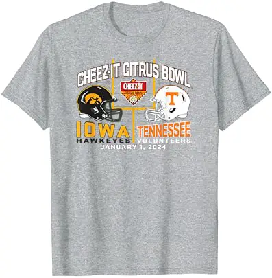 Tennessee Volunteers vs Iowa Hawkeyes Citrus Bowl 2024 Gray T-Shirt