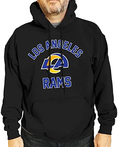 Team Fan Apparel NFL Adult Gameday Hooded Sweatshirt - Poly Fleece Cotton Blend - Stay Warm and Represent Your Team in Style (Los Angeles Rams - Black, Adult Small)