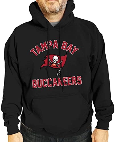 Team Fan Apparel NFL Adult Gameday Hooded Sweatshirt - Poly Fleece Cotton Blend - Stay Warm and Represent Your Team in Style (Tampa Bay Buccaneers - Black, Adult Medium)