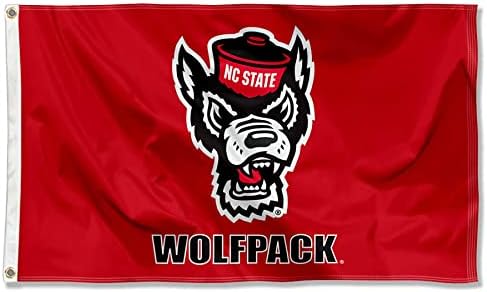 NC State Wolfpack Large Wolf Logo 3x5 College Flag