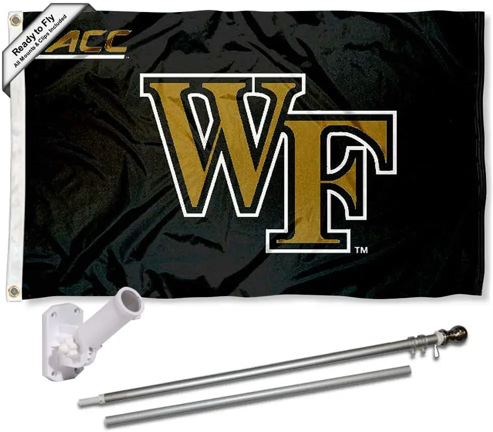 Wake Forest Demon Deacons ACC Flag with Pole and Bracket Complete Set