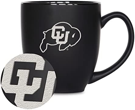 Rico Industries NCAA 15oz Matte Black Bistro Mug - For Hot or Cold Drinks - Team Logo Etched For Unique Feel