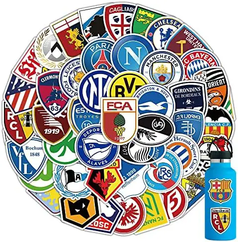 102Pcs Soccer Team Club Fans Logo Sport Stickers for Boys，2022 World Cup Football Sticker，Vinyl Waterproof Decal for Water Bottles Car Laptop Luggage Motorcycle Snowboard Phone Cute Decal Kids Teens