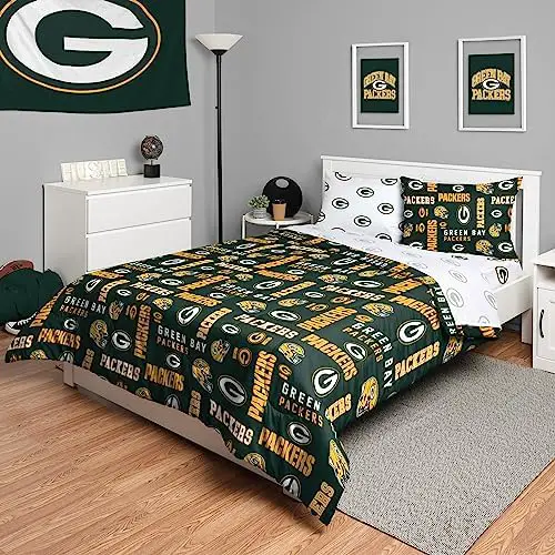 FOCO NFL Team Logo Bed in a Bag Comforter Sheets Pillow Cases Bedding 5-Piece Set